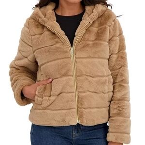 Sebby Collection Reversible Faux Fur Hooded Zip Front Jacket/ Size M/ NWT